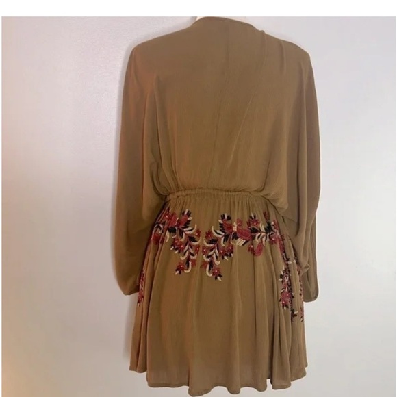 Free People Mustard Embroidered Mini Dress - Picture 3 of 4